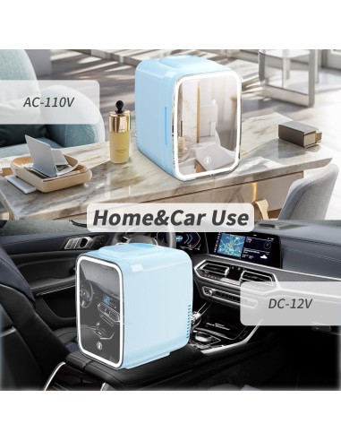 Refrigerador YASHE 4L Espejo LED para Maquillaje y Belleza