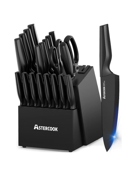 Juego de cuchillos Astercook 21 piezas con bloque y afilador Juego de cuchillos Astercook 21 piezas con bloque y afilador