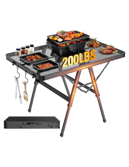 Mesa de Parrilla Plegable Raynesys 3ft Ajustable para Exterior Mesa de Parrilla Plegable Raynesys 3ft Ajustable para Exterior