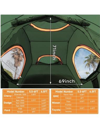 Tienda para Cama de Camioneta Umbrauto PKT40X 2 Personas