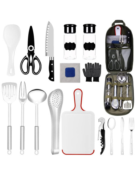 Kit de Camping Haplululy 16 Piezas Utensilios Cocina Verde Kit de Camping Haplululy 16 Piezas Utensilios Cocina Verde