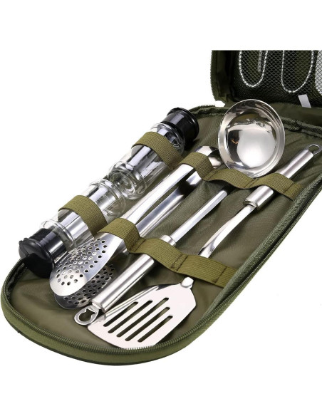 Kit de Camping Haplululy 16 Piezas Utensilios Cocina Verde Kit de Camping Haplululy 16 Piezas Utensilios Cocina Verde