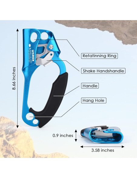 Ascensor de Mano WILDKEN para Escalada 8-12mm Azul Ascensor de Mano WILDKEN para Escalada 8-12mm Azul