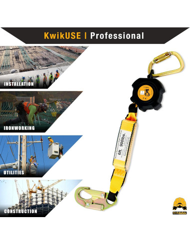 KwikSafety Cobra 3,05m Línea de Vida Retráctil con Amortiguador