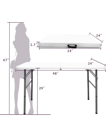 Mesa Plegable Gocamptoo 121,9x60,9 cm Blanca para Comedor Mesa Plegable Gocamptoo 121,9x60,9 cm Blanca para Comedor
