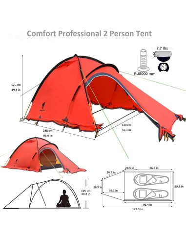 Tienda de Camping Geertop para 2 Personas 4 Estaciones