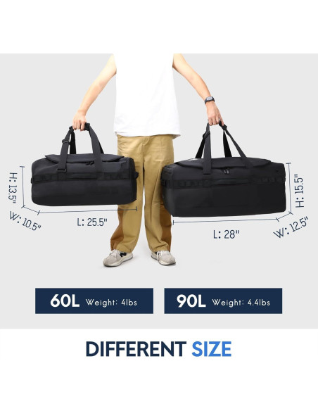 Bolsa de Viaje Haimont 60L Resistente al Agua Negra Bolsa de Viaje Haimont 60L Resistente al Agua Negra