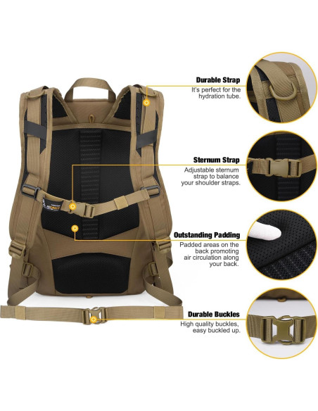 Mochila Táctica Mardingtop 25L para Senderismo Caqui Mochila Táctica Mardingtop 25L para Senderismo Caqui