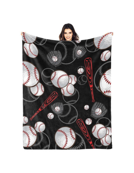 Manta de Forro Polar VIMIE Béisbol 152x127 cm Suave y Cálida Manta de Forro Polar VIMIE Béisbol 152x127 cm Suave y Cálida