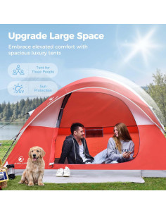 Carpa Domo ALPHA CAMP para 3 Personas Impermeable Roja 2