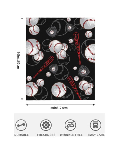 Manta de Forro Polar VIMIE Béisbol 152x127 cm Suave y Cálida
