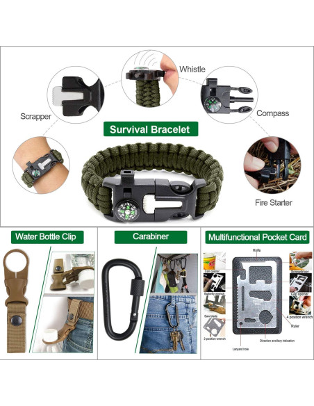 Kit de Supervivencia 35 en 1 Angieast Compacto para Camping Kit de Supervivencia 35 en 1 Angieast Compacto para Camping