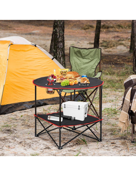 Mesa de Picnic Plegable ZENY 71.1 cm con 4 Portavasos Mesa de Picnic Plegable ZENY 71.1 cm con 4 Portavasos