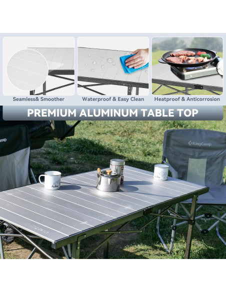 Mesa de Camping KingCamp Plegable Aluminio 135.9x69.9cm Mesa de Camping KingCamp Plegable Aluminio 135.9x69.9cm