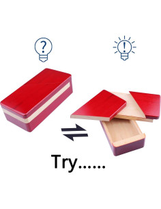 Caja Mágica Roja de Madera DC-BEAUTIFUL - Rompecabezas 14.5x7.5cm 2