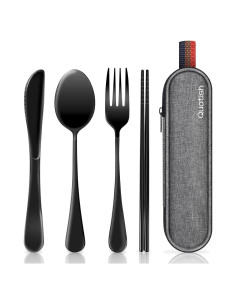 Set de Utensilios de Viaje Quatish Acero Inoxidable 5 Pzs