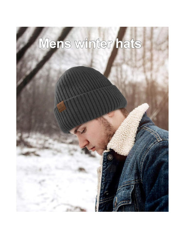 Gorro de lana Merino ZTL unisex gris oscuro forro polar