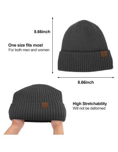 Gorro de lana Merino ZTL unisex gris oscuro forro polar