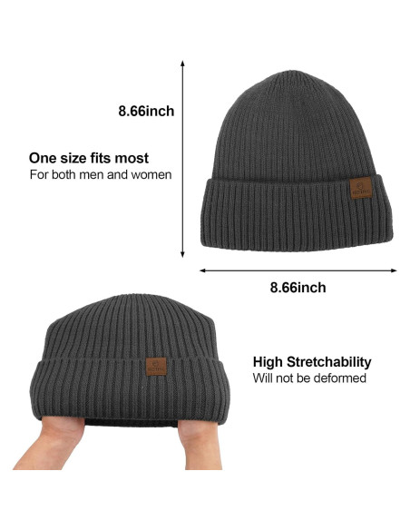 Gorro de lana Merino ZTL unisex gris oscuro forro polar Gorro de lana Merino ZTL unisex gris oscuro forro polar
