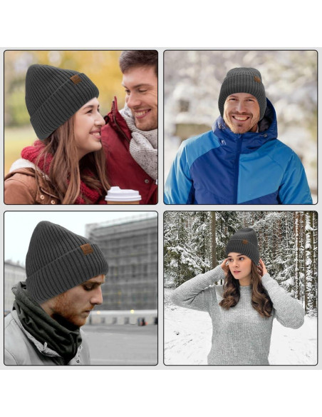 Gorro de lana Merino ZTL unisex gris oscuro forro polar Gorro de lana Merino ZTL unisex gris oscuro forro polar