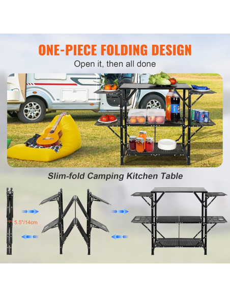 Mesa de Cocina VEVOR Plegable Aluminio 126 cm para Camping Mesa de Cocina VEVOR Plegable Aluminio 126 cm para Camping