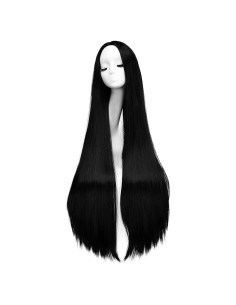 Peluca Sintética AGPTEK 100 cm Larga Recta Negra para Cosplay