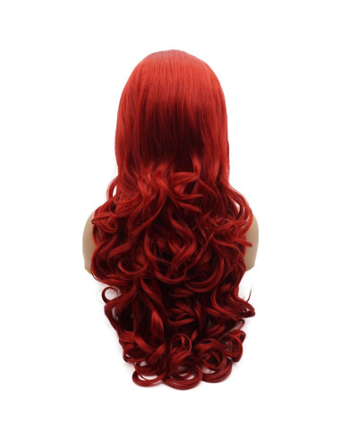Peluca Sintética Larga Roja LUSHY BEAUTY 66 cm Alta Densidad