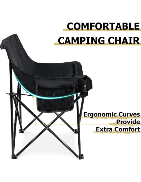 Silla de Camping Plegable Leonyo Luna Negra 250 kg Silla de Camping Plegable Leonyo Luna Negra 250 kg