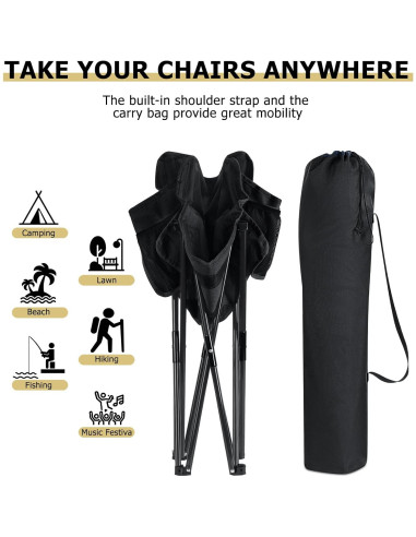 Silla de Camping Plegable Leonyo Luna Negra 250 kg