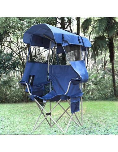 Silla de Camping Huskfirm C00003US con Sombrilla Azul