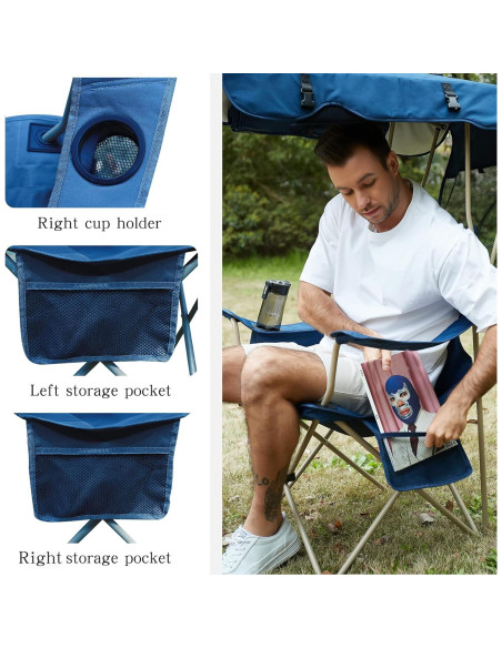 Silla de Camping Huskfirm C00003US con Sombrilla Azul Silla de Camping Huskfirm C00003US con Sombrilla Azul