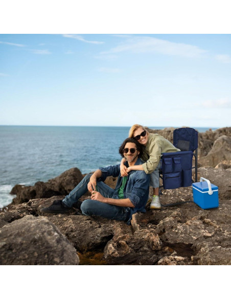 Silla de Camping Yestomo Plegable con Mesa Lateral Azul Silla de Camping Yestomo Plegable con Mesa Lateral Azul