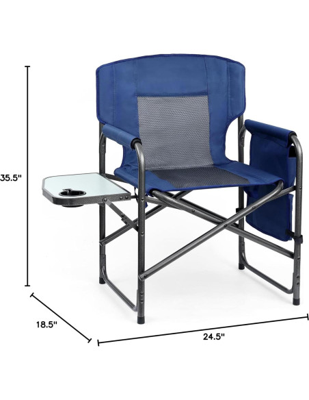 Silla de Camping Yestomo Plegable con Mesa Lateral Azul Silla de Camping Yestomo Plegable con Mesa Lateral Azul
