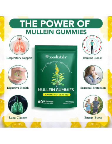 Gomitas de Mullein 2000mg - Soporte Respiratorio 60 Unidades