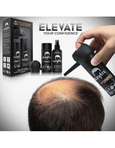 ELEVATE Kit 3 en 1 para Cabello - Fibras, Spray y Aplicador