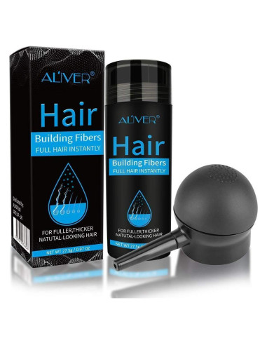 Fibras Capilares ALIVER con Spray - Cabello Grueso Negro