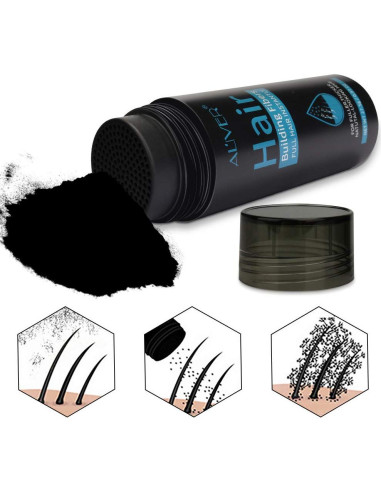 Fibras Capilares ALIVER con Spray - Cabello Grueso Negro