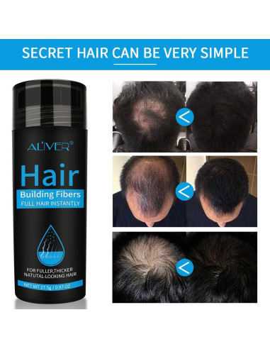 Fibras Capilares ALIVER con Spray - Cabello Grueso Negro
