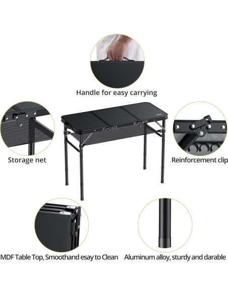 Mesa de Camping Plegable Anbte 3 Pies con Red Almacenamiento Mesa de Camping Plegable Anbte 3 Pies con Red Almacenamiento
