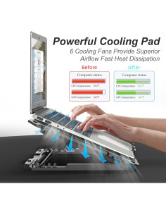 Base de Enfriamiento ICE COOREL 6 Ventiladores 13-15.6 Pulgadas 2