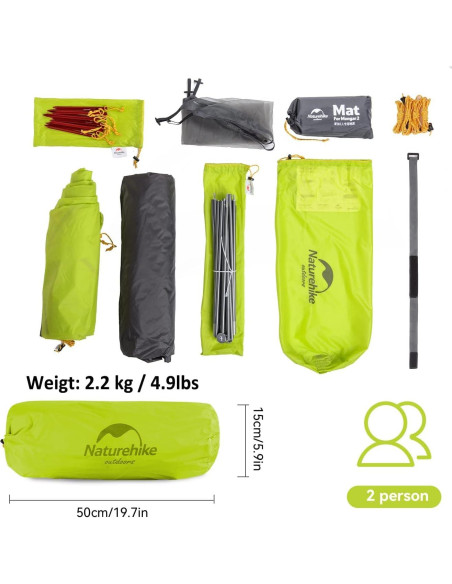 Tienda Naturehike Mongar 2 Personas 3 Temporadas Ultraligera Tienda Naturehike Mongar 2 Personas 3 Temporadas Ultraligera