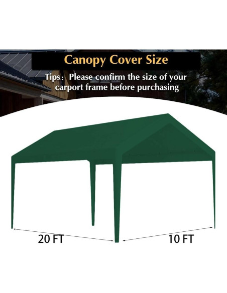 Cubierta de Carport Rutile 3,05 x 6,10 m Impermeable Verde Cubierta de Carport Rutile 3,05 x 6,10 m Impermeable Verde