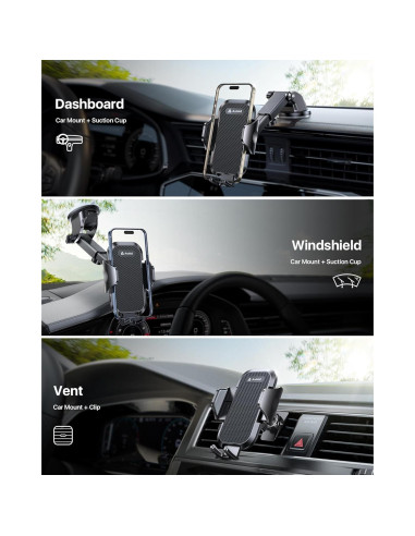 Soporte para teléfono de coche Andobil 3 en 1 negro