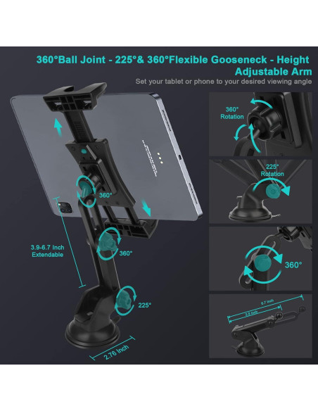Soporte para Tablet Xishwon 2 en 1 Ajustable 360 para Coche Soporte para Tablet Xishwon 2 en 1 Ajustable 360 para Coche