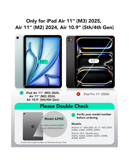 Funda ESR para iPad Air 11" y 10.9" Negra, Soporte Ajustable Funda ESR para iPad Air 11" y 10.9" Negra, Soporte Ajustable