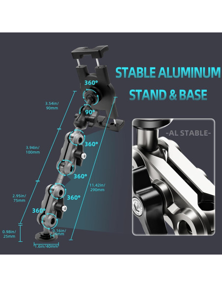 Soporte para Tablet de Auto Porfortop HDM-024 Ajustable 360 Soporte para Tablet de Auto Porfortop HDM-024 Ajustable 360
