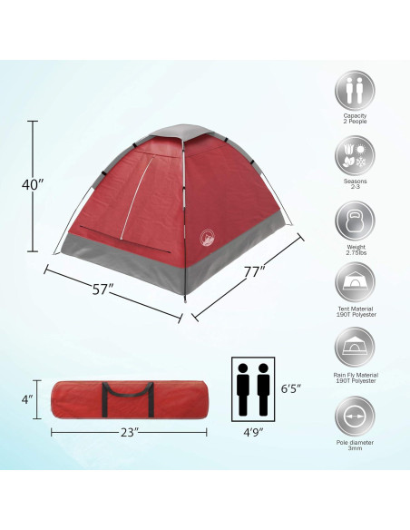 Carpa Domo para 2 Personas Wakeman con Cubierta para Lluvia Carpa Domo para 2 Personas Wakeman con Cubierta para Lluvia