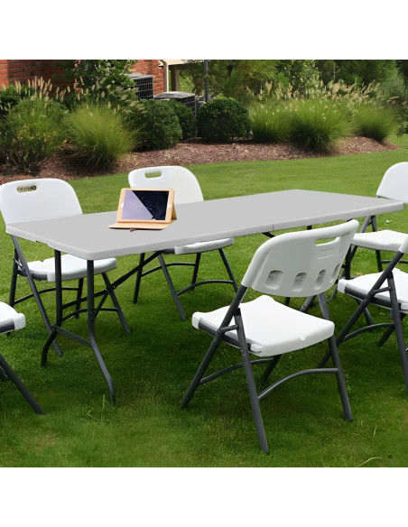 Mesa Plegable MoNiBloom 182 cm Gris para Camping y Picnic Mesa Plegable MoNiBloom 182 cm Gris para Camping y Picnic
