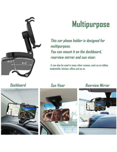 Soporte para Teléfono de Coche YAOKEEP CARMOUNT01B 360 Rotación