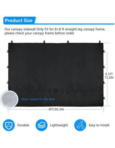 Pared Lateral Carpa 8x8 Joramoy Impermeable UV Negro